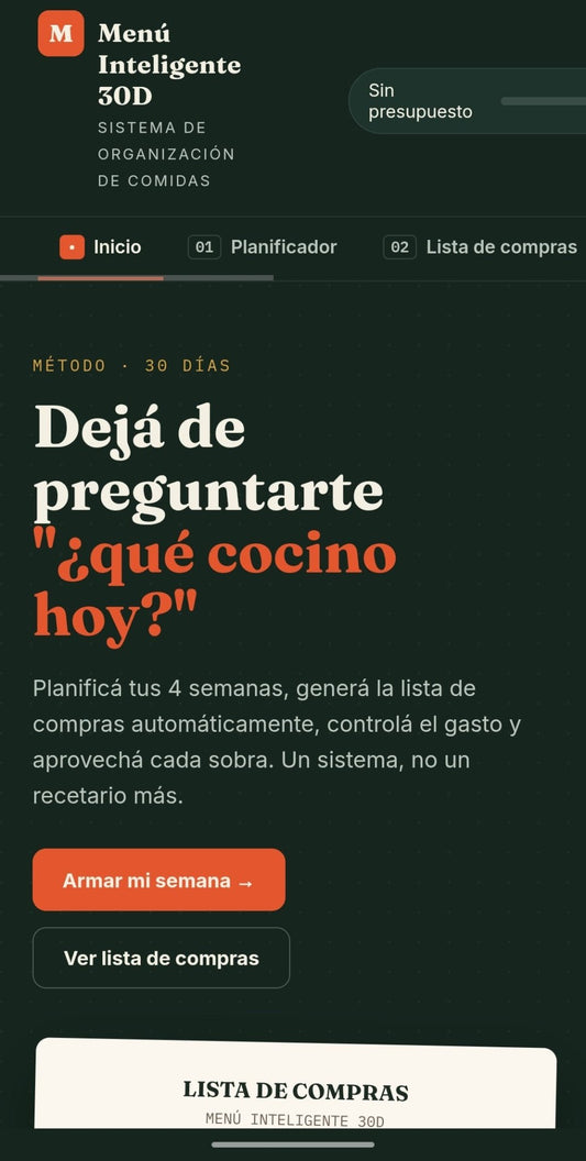 Menú Inteligente 30D — El sistema para dejar de pensar todos los días qué cocinar - Digitalventas