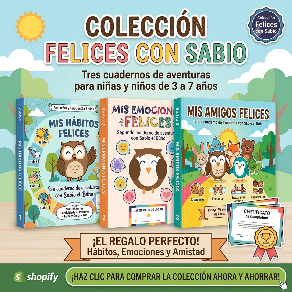 Colección Completa Felices con Sabio: Hábitos, Emociones y Amistad para Niños (3 a 7 Años)