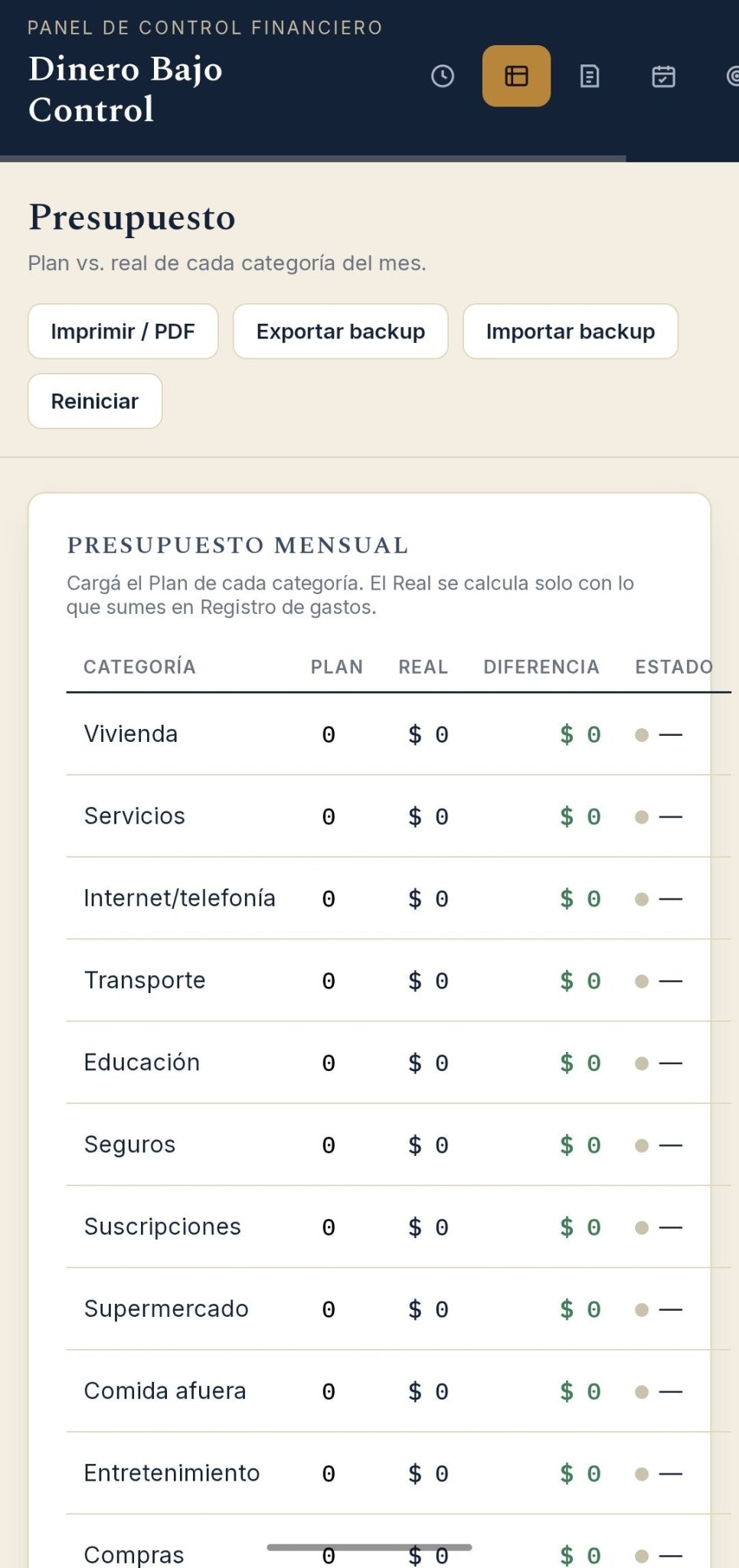 Dinero Bajo Control 30D — Panel Financiero Interactivo - Digitalventas