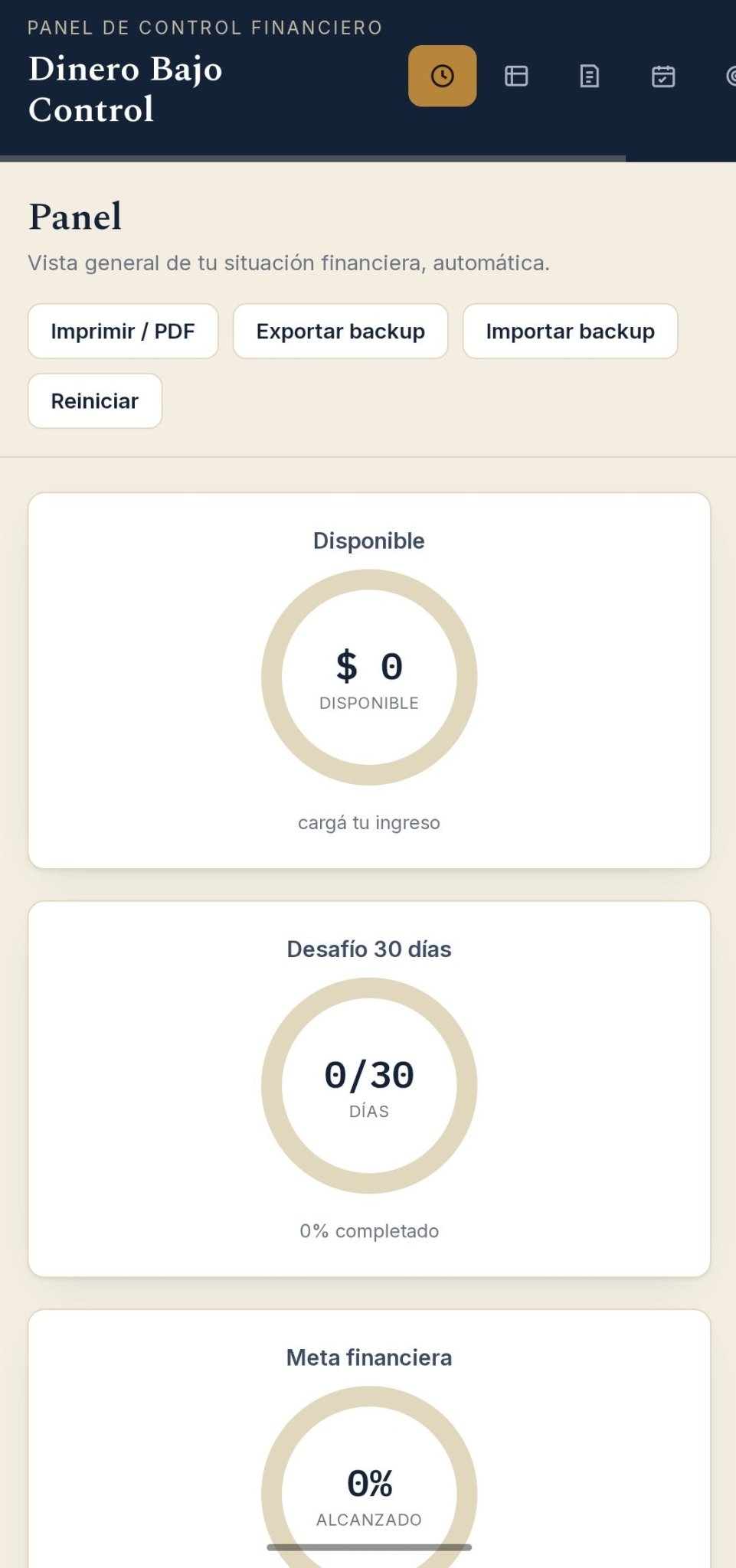 Dinero Bajo Control 30D — Panel Financiero Interactivo - Digitalventas