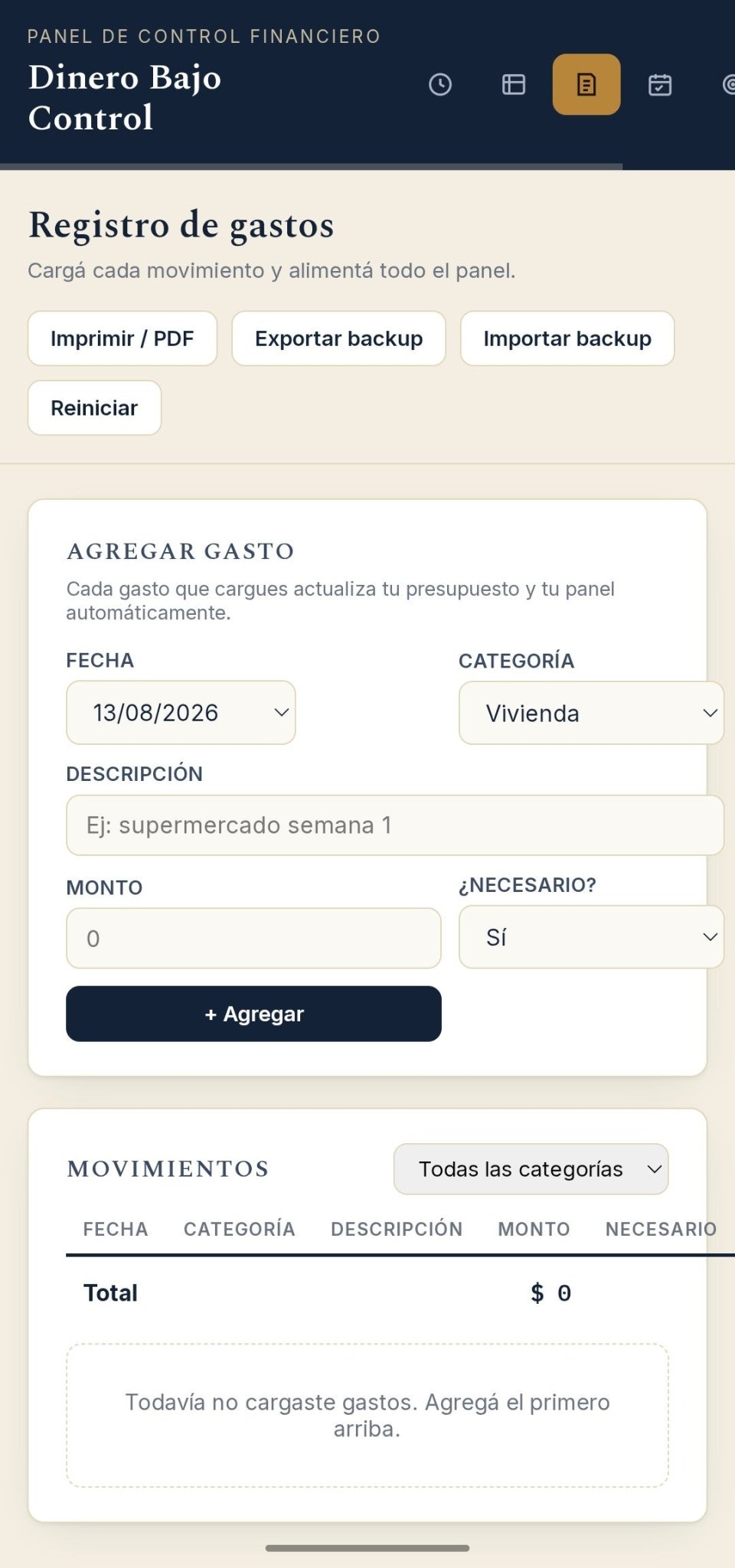 Dinero Bajo Control 30D — Panel Financiero Interactivo - Digitalventas