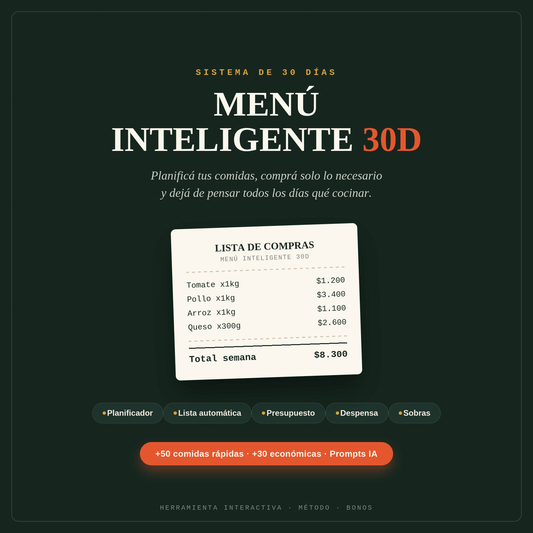 Menú Inteligente 30D — El sistema para dejar de pensar todos los días qué cocinar - Digitalventas