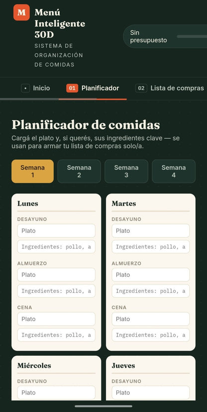 Menú Inteligente 30D — El sistema para dejar de pensar todos los días qué cocinar - Digitalventas