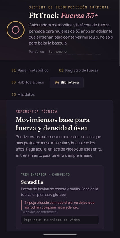 Panel Metabólico y de Entrenamiento para Mujeres 35+ | FitTrack Fuerza - Digitalventas