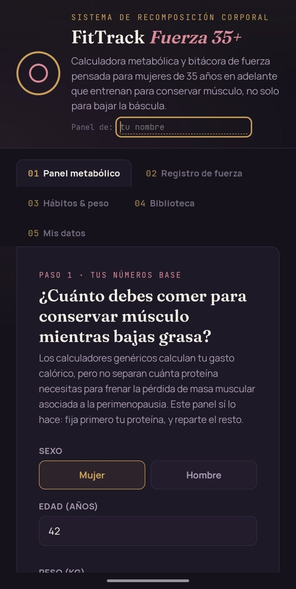 Panel Metabólico y de Entrenamiento para Mujeres 35+ | FitTrack Fuerza - Digitalventas