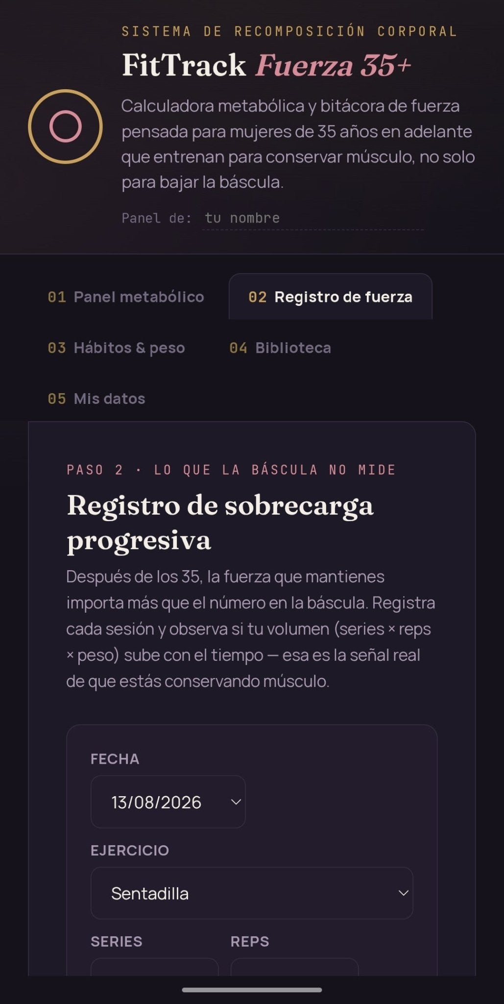 Panel Metabólico y de Entrenamiento para Mujeres 35+ | FitTrack Fuerza - Digitalventas
