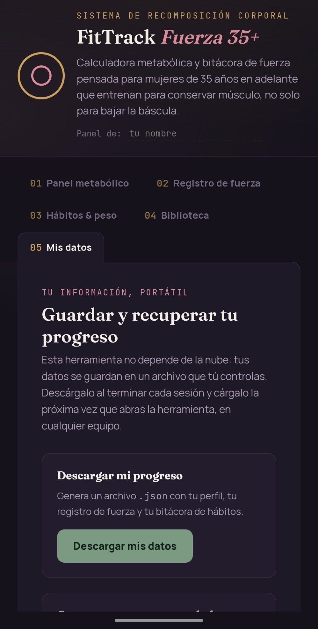 Panel Metabólico y de Entrenamiento para Mujeres 35+ | FitTrack Fuerza - Digitalventas
