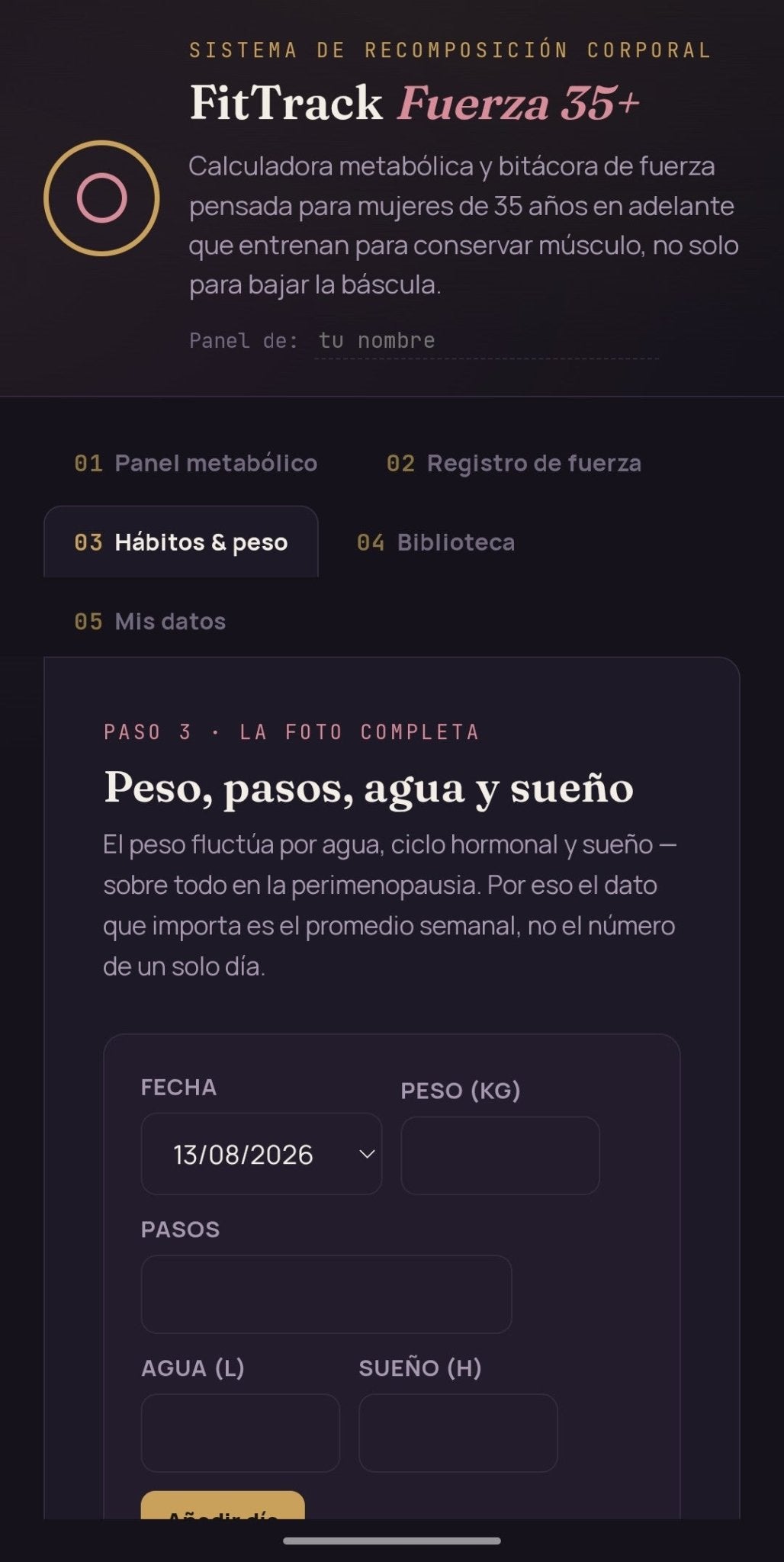 Panel Metabólico y de Entrenamiento para Mujeres 35+ | FitTrack Fuerza - Digitalventas
