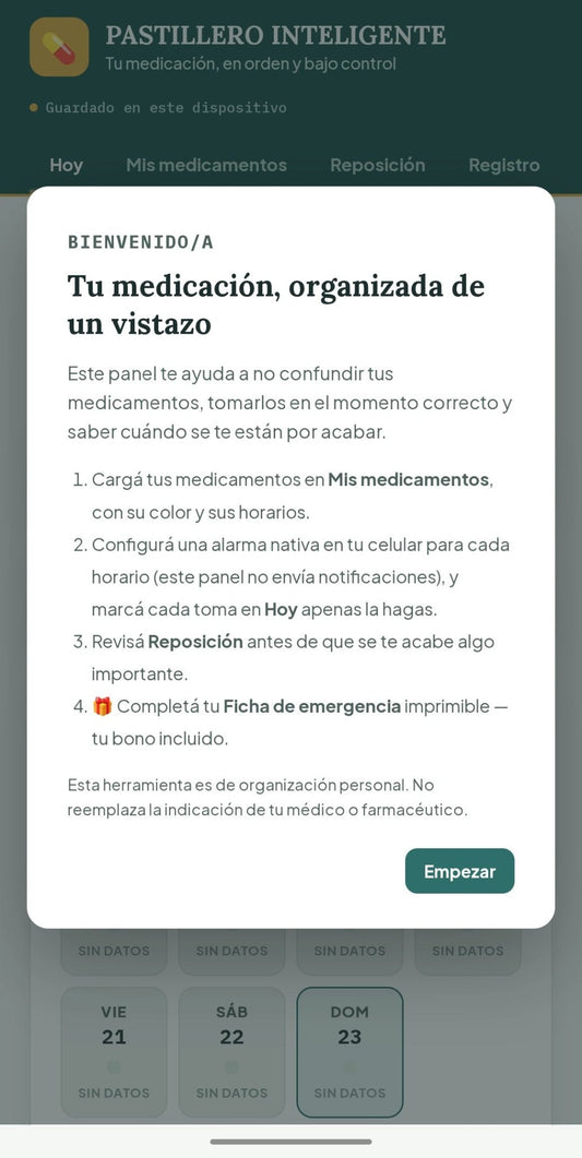 Pastillero Inteligente — Panel Digital de Medicación - Digitalventas